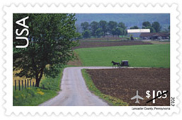 Amish Country stamp Lancaster County, Pennsylvania - International rate stamp of $1.05