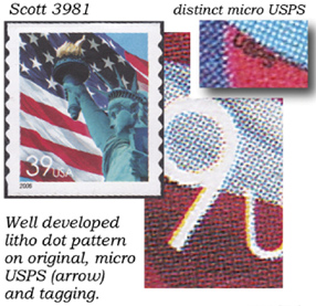 Well developed litho dot pattern on original, micro USPS