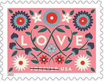 Love Flowers Postage Stamp, 2022 USPS - Love Flowers Stamp, 2022