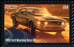 Pony Car Forever Stamp - Ford Mustang, 2022 USPS - Pony Cars Forever Stamp - 1969 Ford Mustang Boss 302 2022