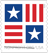 Patriotic Block Stamp - nonprofit-price stamp, 2023 USPS - Patriotic Block, 2023