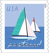 Sailboat Postcard Stamps, 2023 USPS - Sailboats Postcard Stamps, 2023