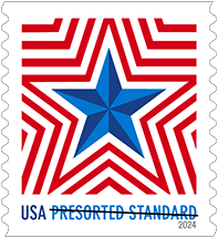 Radiant Star Stamp, Presorted Standard USPS Radiant Star Stamp