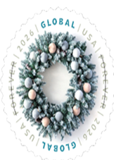 USPS, Winter Wreath International First Class Rate Stamp 2026