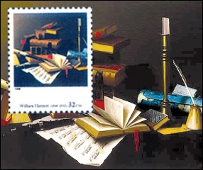 Music and Literature by William Harnett Harnett Stamp reproduced from a portion of Willaims Harnett's oil on canvas, Music and Literature